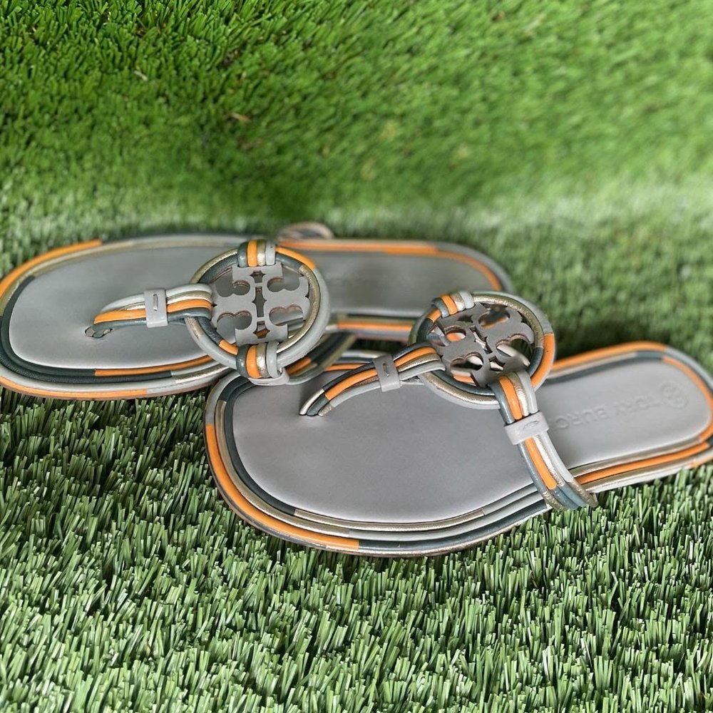 Tory Burch "Miller Multi" (Size 7 Woman's) Grey and Orange